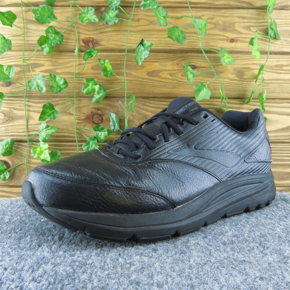 Brooks Addiction WLK Men Sneaker Shoes Black Leather Lace Up Size 12.5 Medium